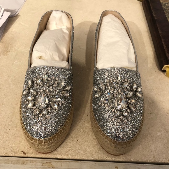 sebastian Shoes - Silver Metallic Espadrille Platform